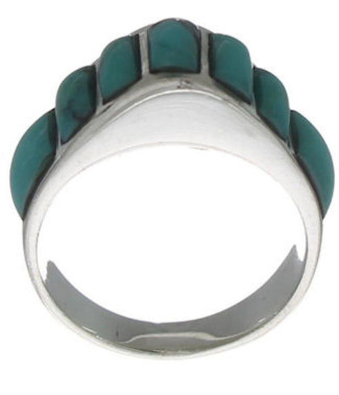 Authentic Sterling Silver Turquoise Inlay Ring Size 5-3/4 VX36516